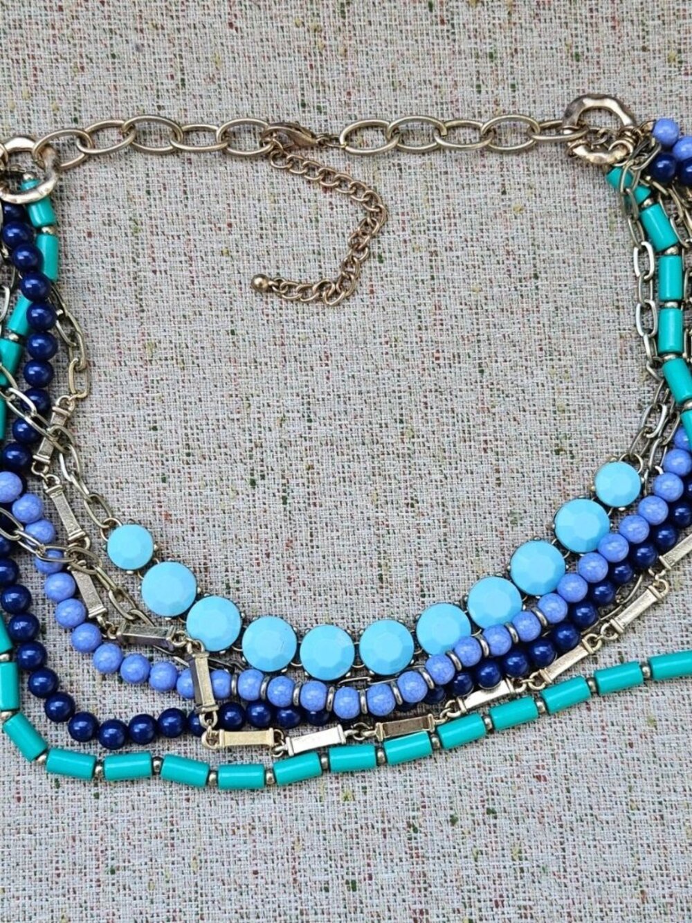 Statement Necklace Beaded Blue/Turquoise Tone Fashion Jewelry Necklace Unbrand - Picture 7 of 8
